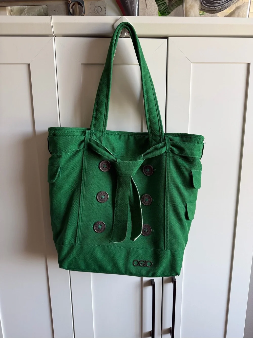 OGIO Green Canvas Tote Bag with Button Detail